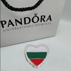 Pandora Bulgaria Flag Heart Charm Bead S925 Silver with box